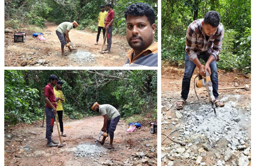  ಮಿಪಾಲು ಮಾರ್ಗದ ಮಧ್ಯೆ ಇದ್ದ ಅಪಾಯಕಾರಿ ಕಲ್ಲು ತೆರವು.